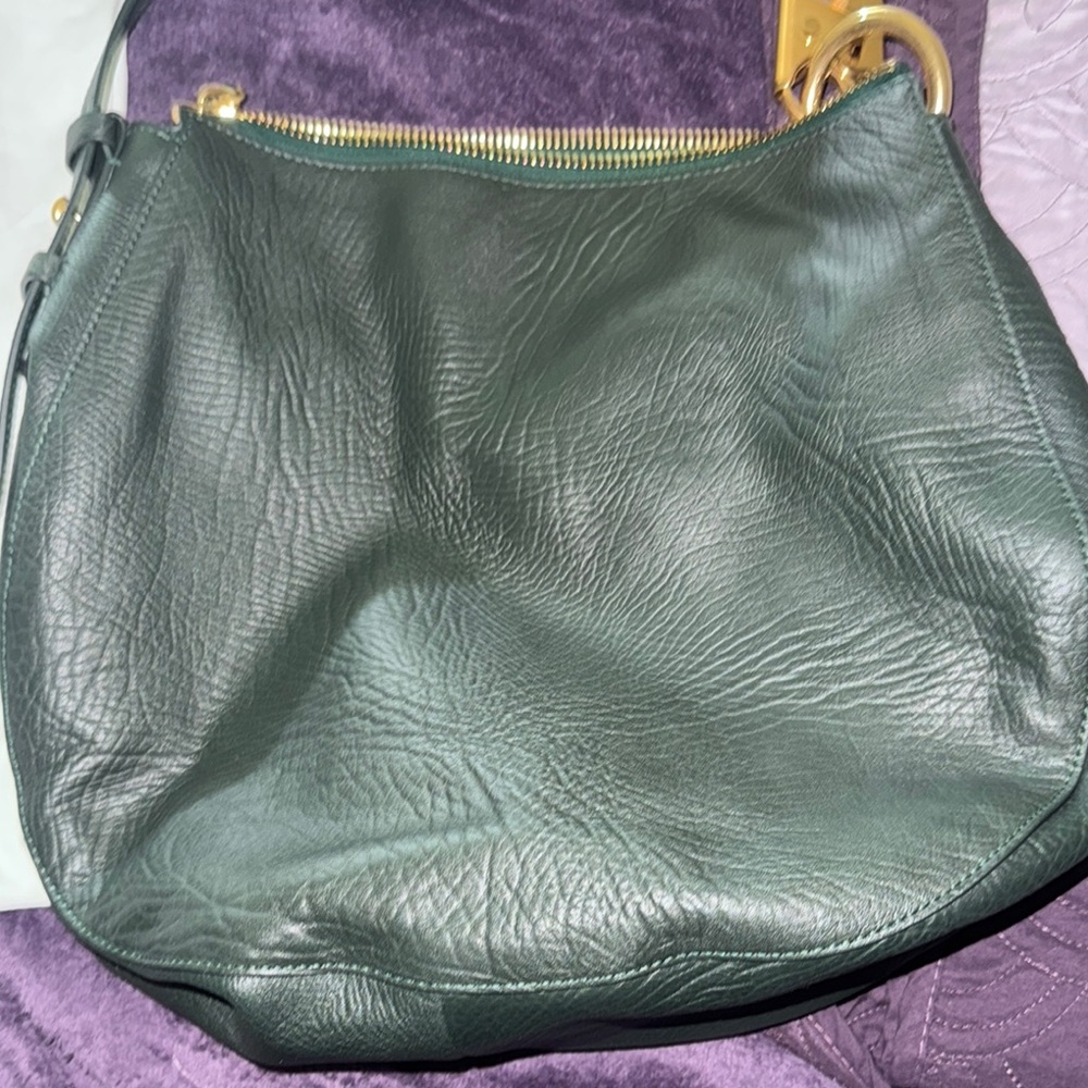 Elegant Green Leather Hobo Bag